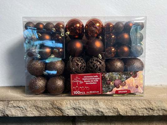 Weihnachtskugeln 100er-Set Braun